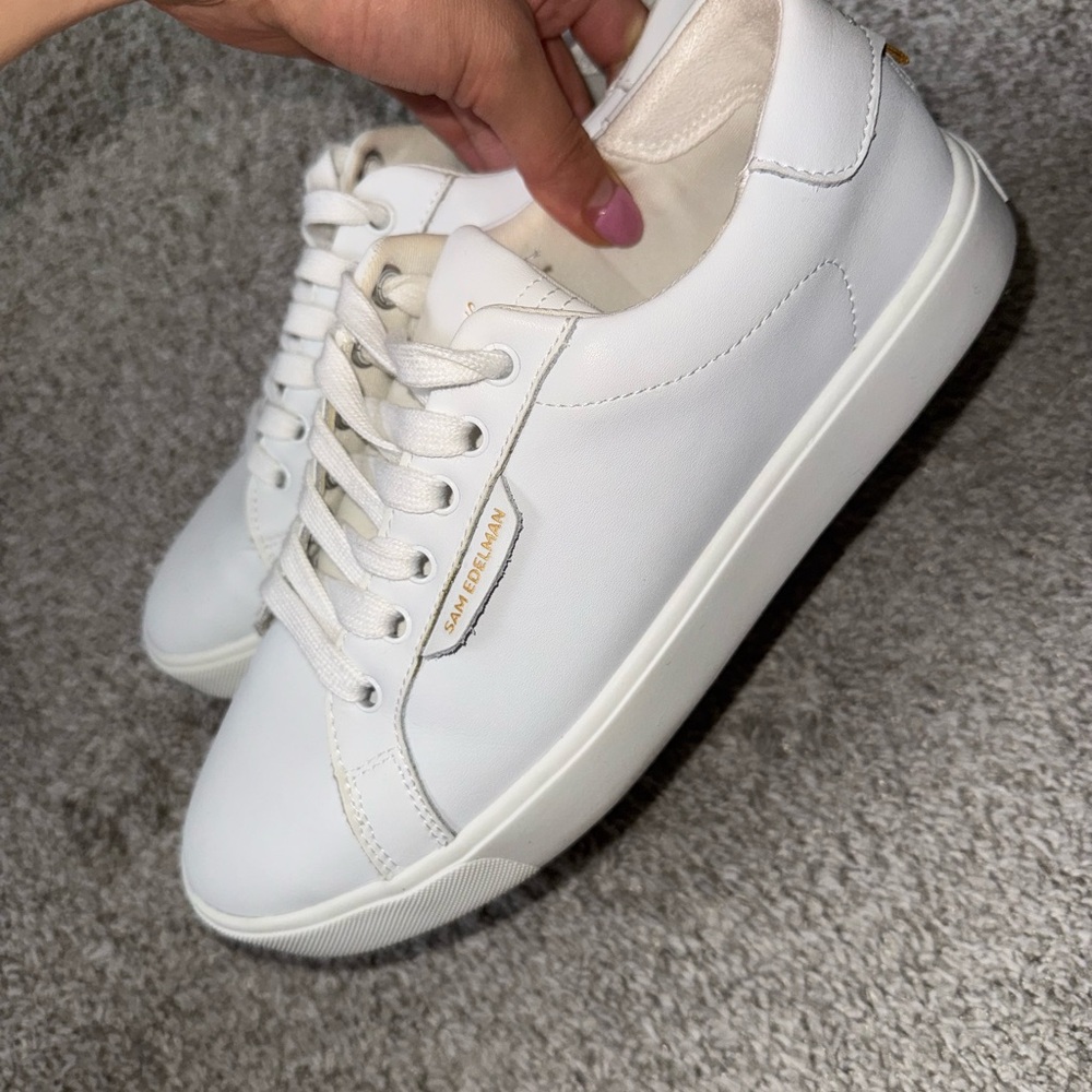 Sam Edelman Classic White Lace-Up Sneakers